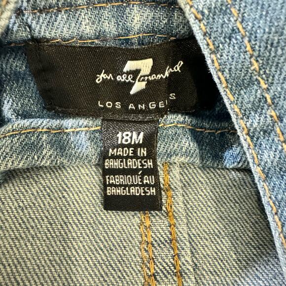 7 For All Mankind Denim Jean Shorts Bib Overalls Adjustable Straps Baby Girl 18M - Picture 8 of 8